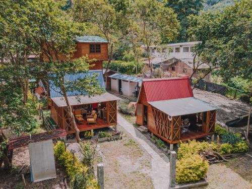 an overhead view of a village with houses at Cabaña el Rubi in Villa Restrepo