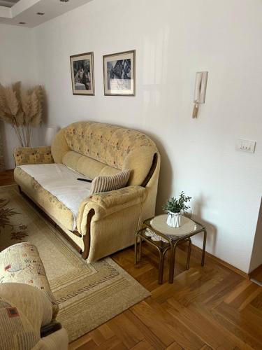 a living room with a couch and a table at Luxury Apartment in Mladenovac