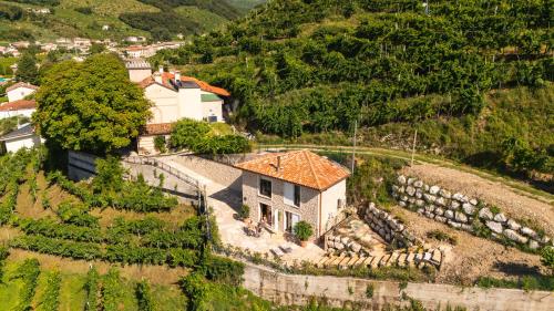 an aerial view of a house on a hill at IL Pollaio in Farra di Soligo