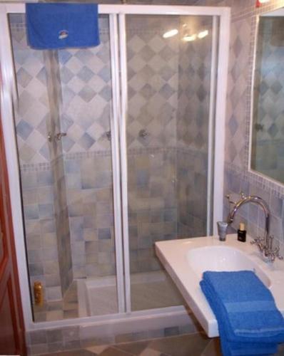 a bathroom with a shower and a sink at La Luna di Botto Bruce in Chiavari