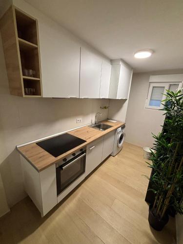 サラゴサにあるPuente de Piedraの白いキャビネットとシンクと食器洗い機を備えたキッチン