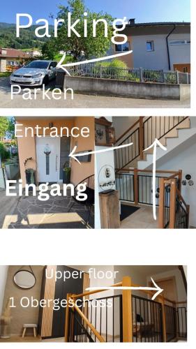 a collage of two pictures of a house at Ferienwohnung Bergblick in Gallzein
