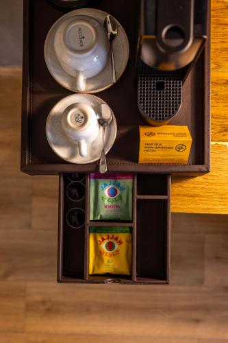 a brown box with various items in it at Le Square By Onomo Collection in Casablanca