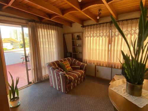 a living room with a couch and a plant at Casa Ocho in Viña del Mar