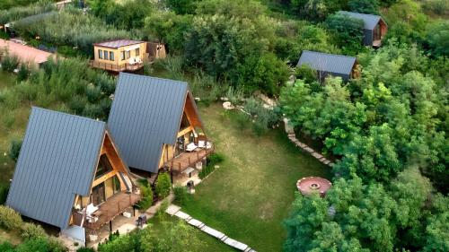an aerial view of a house with a yard at Arta Chalet in Ceptura de Jos
