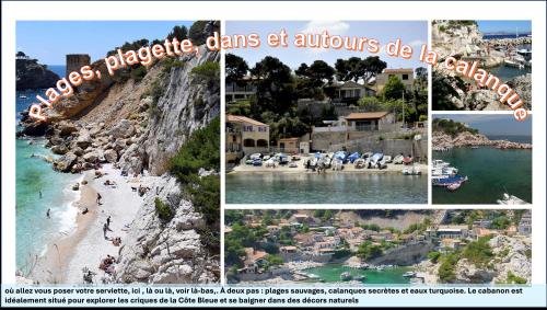 a collage of photos of a beach with people on the water at "LaCigaleDeNiolon", Vue Mer à 180 & Terrasse, Plage à 50m, Wi-Fi & Netflix in Le Rove