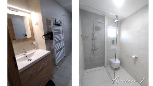 Koupelna v ubytování Maras studio apartmani, Vinkovci