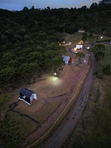 an aerial view of a small house with a road at Morada Reino Encantado in São Joaquim