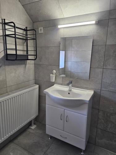 Bilik mandi di Jóbarát Apartman