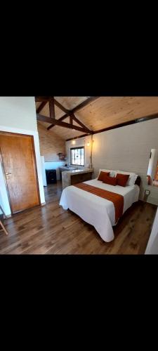 a large bedroom with a large bed in it at Recanto das palmeiras 2 in São Thomé das Letras