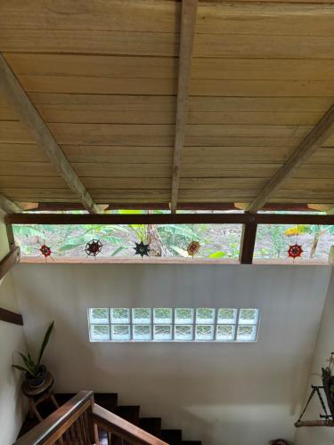 a room with a wooden ceiling with bugs on it at Mi casa es tu casa- Glamping y Casa de Campo in Capurganá