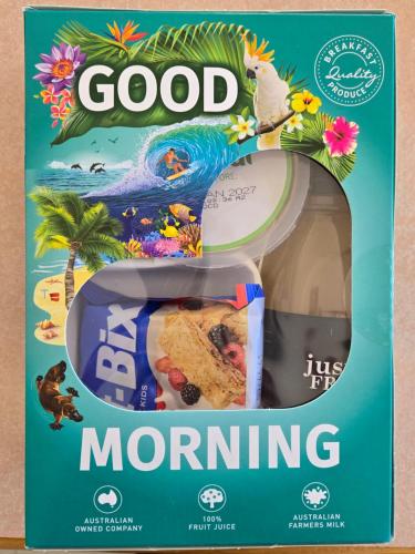 a box of good morning munching with a picture of a microwave at Best Western Parkside Motor Inn in Coffs Harbour