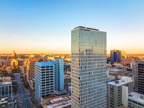 an aerial view of a city with tall buildings at Hyatt Centric Congress Avenue Austin in Austin