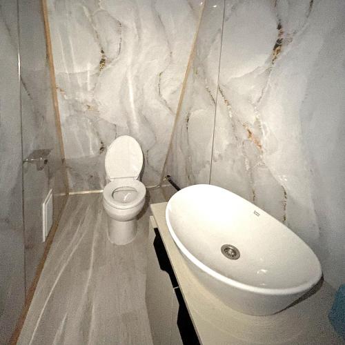 Un baño de A-frame Cabines