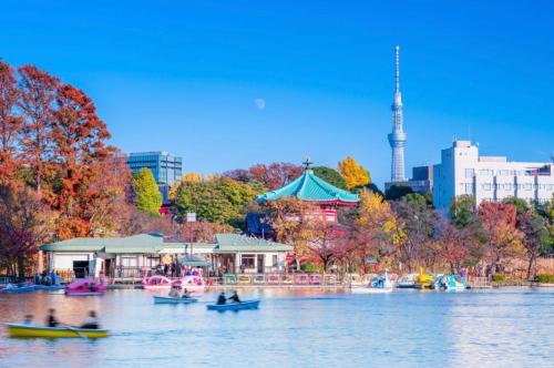 a group of people in boats on a river with a city at Alo BnB 1 - Near UENO, AKIHABARA, SENSOJI, TOKYO SKY TREE - Self check-in in Tokyo