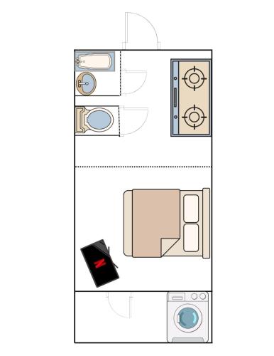a floor plan of a bathroom with a washer and dryer at Liberty Shinjuku House in Tokyo