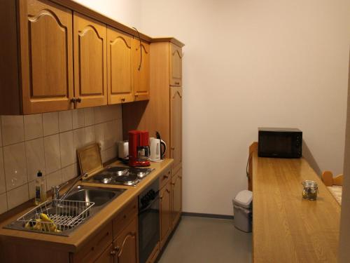 Dapur atau dapur kecil di Ruhiges Appartement in Strandnaehe in Wohlenberg, Deutschland