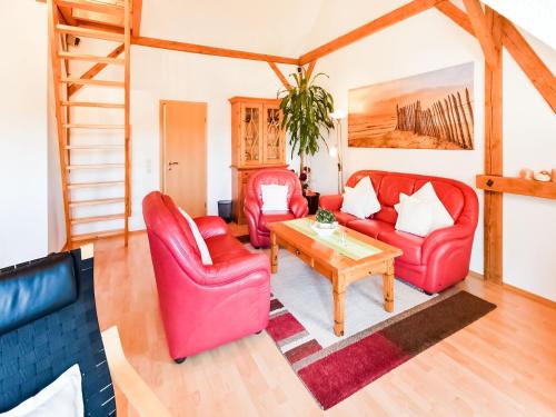 Un lugar para sentarse en Fabelhaftes Ferienhaus in Thorstorf in Meeresnaehe