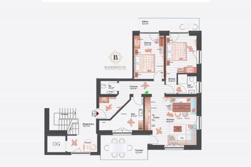 a floor plan of a building at Apartment in Bramberg am Wildkogel with barbecue in Bramberg am Wildkogel