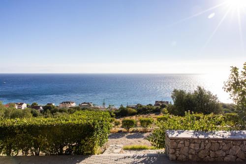 a view of the ocean from a winery at Naiad Sea View Studio in Póros Kefalonias