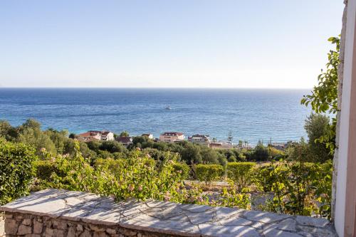 a view of the ocean from a house at Naiad Sea View Studio in Póros Kefalonias
