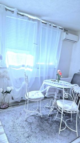 a room with a table and two chairs and a window at Apartment Sekulic in Doboj