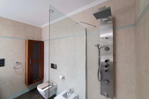 a bathroom with a shower and a toilet at Princesa Calero in Puerto Calero