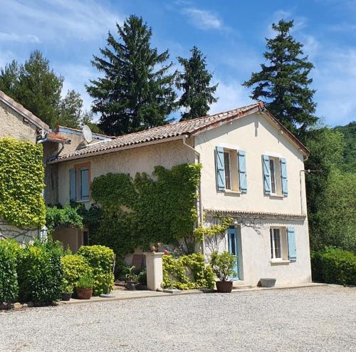 a house with ivy growing on the side of it at Boutiquezimmer Duchesse in Mirepoix
