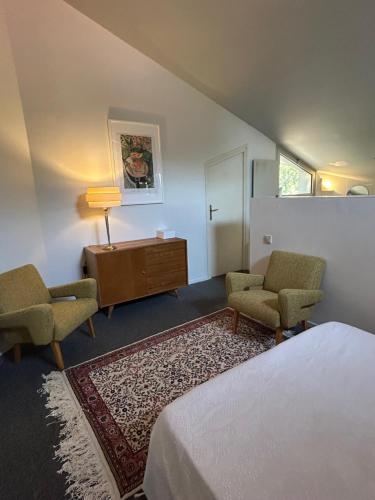 Ένα ή περισσότερα κρεβάτια σε δωμάτιο στο Superb architect villa 230m2 near beach south France