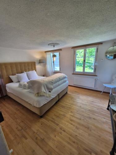 Una cama o camas en una habitación de B&B Bad Tiefenau, HAUS AN DER QUELLE