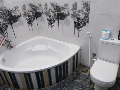 ハルガダにあるHurghada El marinaのバスタブとトイレ付きのバスルーム