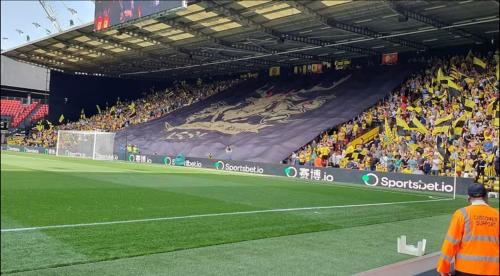 a crowd of people watching a soccer game at Spacious 2-Bed Apartment in Watford