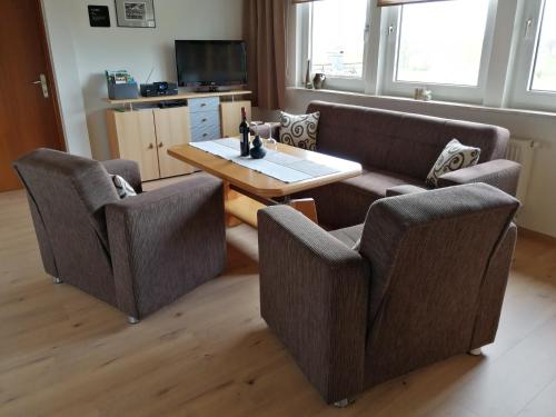 Kuchyň nebo kuchyňský kout v ubytování ruhige Ferienwohnung in Polle