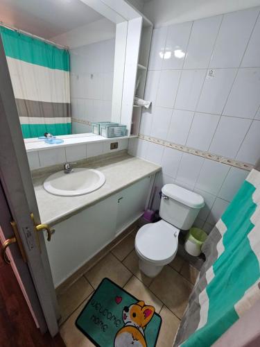 コピアポにあるDepartamento Copayapu 3268のトイレと洗面台のある小さなバスルーム