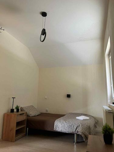 a bedroom with a bed and a ceiling at Villa Kalin Kamen in Kriva Palanka