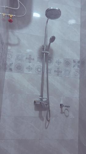 a shower with a shower head in a bathroom at Ritz luxourious apartments in Kampala