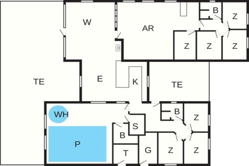 a floor plan of a house at Luxury Pool Villa in Lohals - By Traum Ferienwohnungen in Hou
