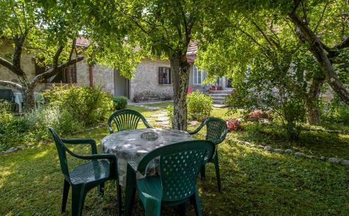 a table with four chairs under a tree at La Vecchia Casa in Cetinje