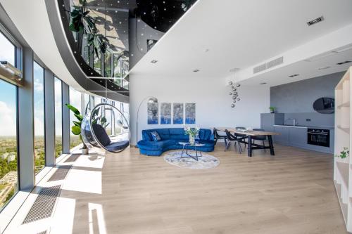 Η κουζίνα ή μικρή κουζίνα στο Apartamenty w Sky Tower