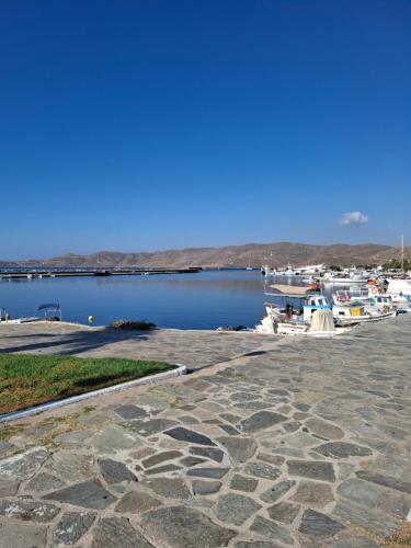 a bunch of boats are docked at a marina at Markella's apartment Karystos in Karistos