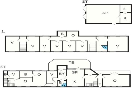two diagrams of a floor plan of a house at 20 person holiday home in Svendborg in Svendborg