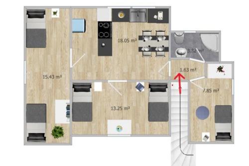 Κάτοψη του 3 Zimmer Wohnung in Meldorf