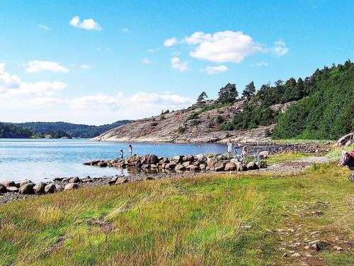 a group of animals on the shore of a body of water at 6 person holiday home in HENÅN in Henån