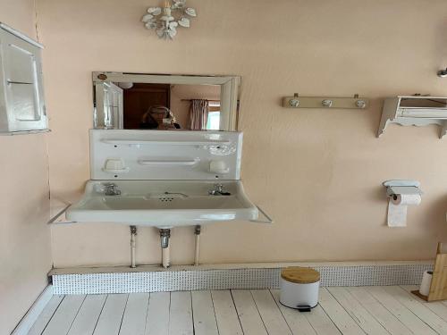 a person taking a picture of a sink in a bathroom at Charming Castle in Roumont in Roumont