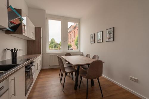 Η κουζίνα ή μικρή κουζίνα στο WeserQuartier Apartment 3