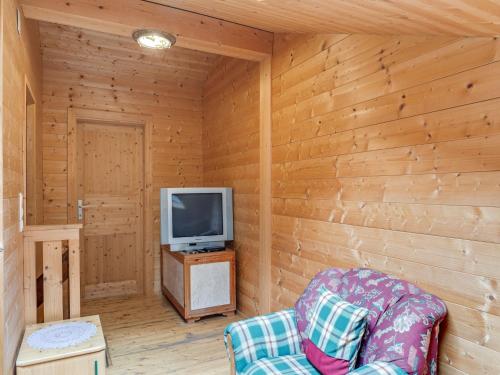 a living room with a tv and a couch at Chalet in Matrei near Ski Lift & Bus in Matrei in Osttirol