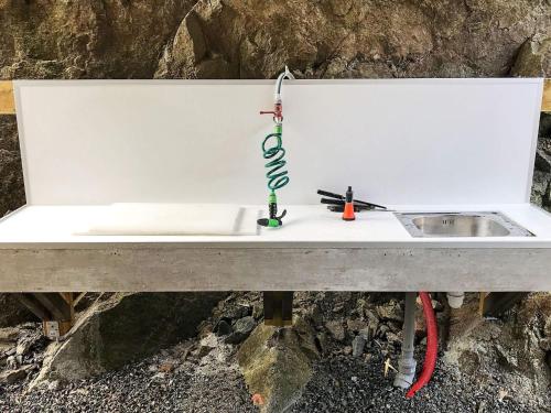 a sink in a counter with a sink at 8 person holiday home in Urangsvåg in Ervik