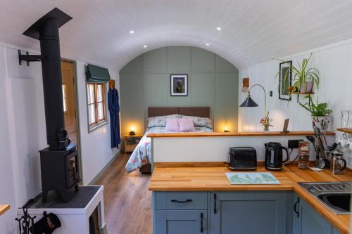 Dapur atau dapur kecil di Fern Luxury Cabin Great Couples Getaway North Devon