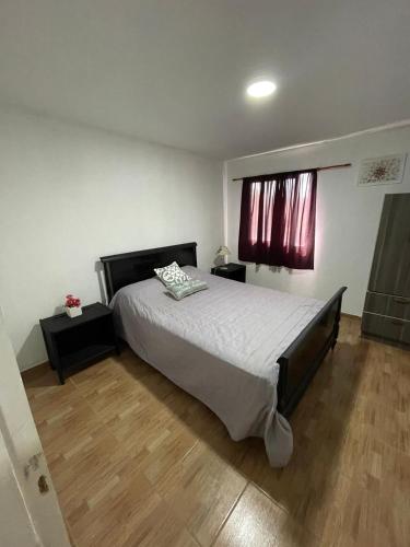 La PorteñaにあるHermoso Departamento a Mts de La Playaの大きなベッドと窓のある寝室