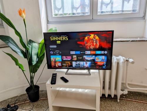 a computer screen on a desk in a room at Central and convenient studio near supermarkets and public transports in Brussels
